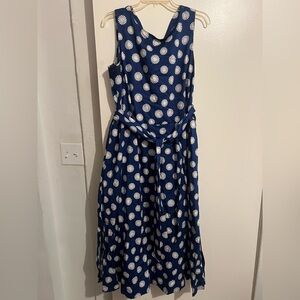 Anne Klein Navy Blue Daisy Print Sleeveless Dress